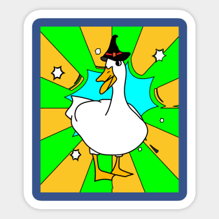 Halloween Goose Witch Conjuring Up Duck Sticker